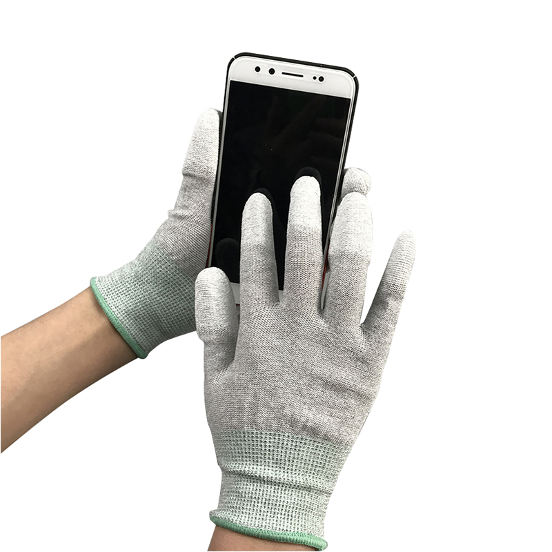 Karbonfiber nylon esd finger pu belagt hanske